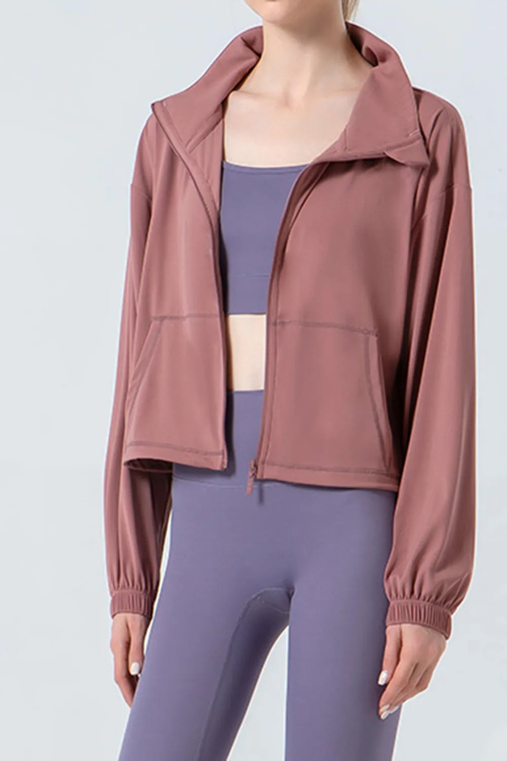 Drawstring Zip Up Active Jacket
