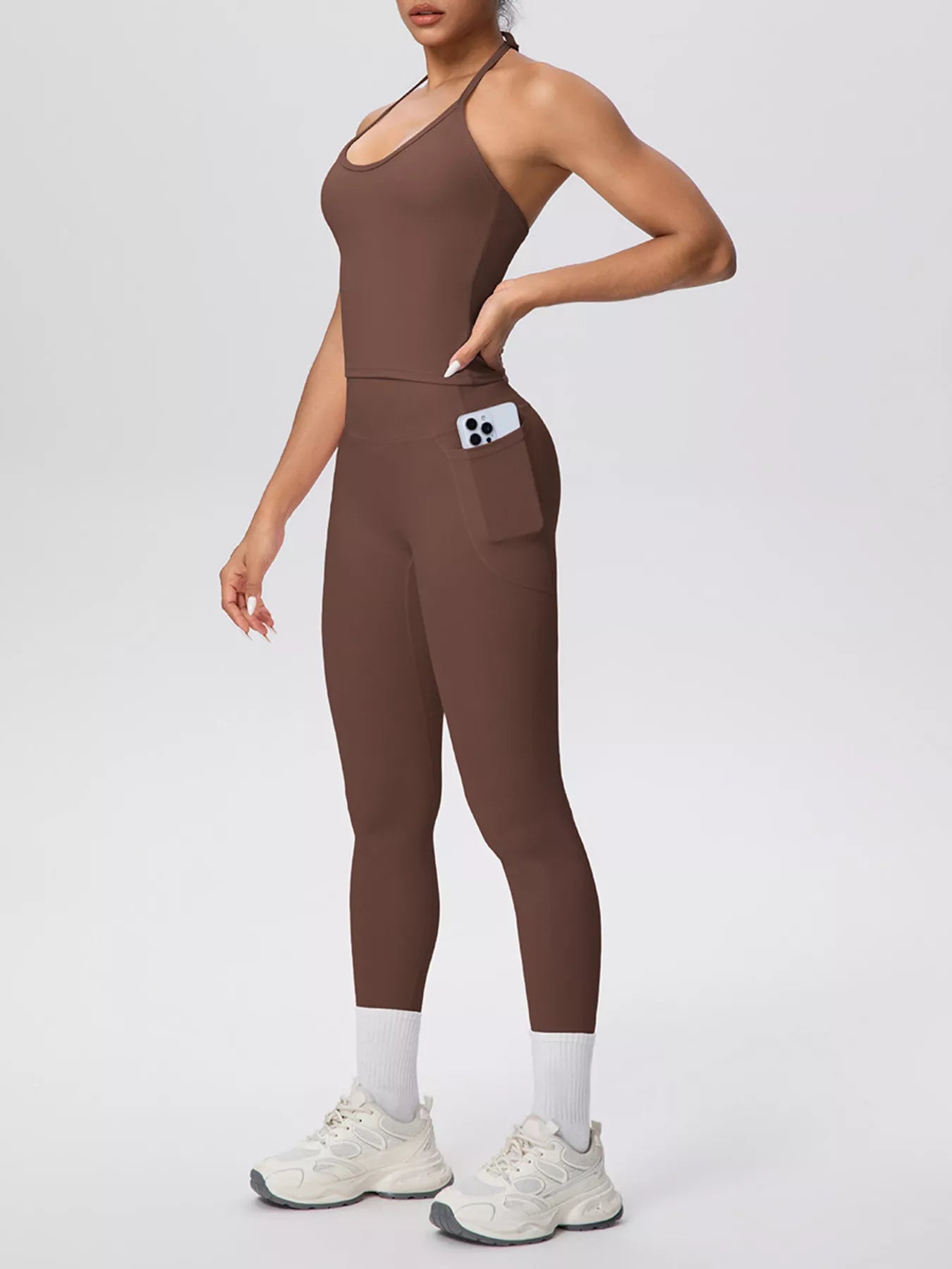 Halter Neck Cami & High-Waisted Leggings Set