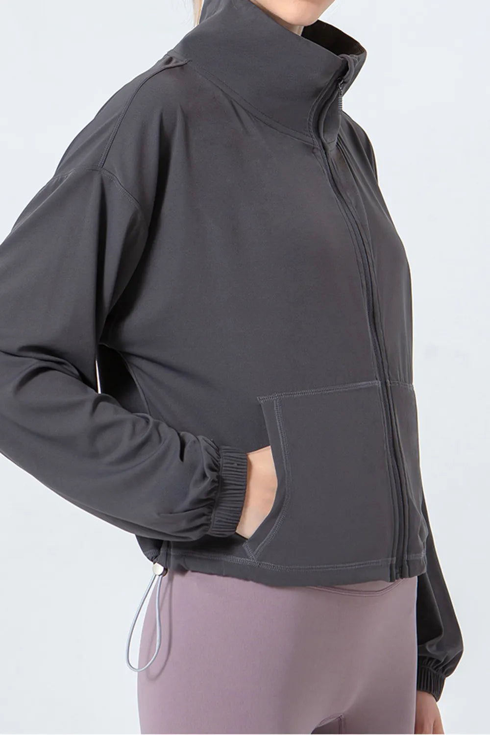 Drawstring Zip Up Active Jacket