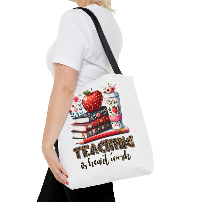 "Teaching is Heart Work" Tote Bag | Leopard Teacher Gift - Evie's Dreamlands