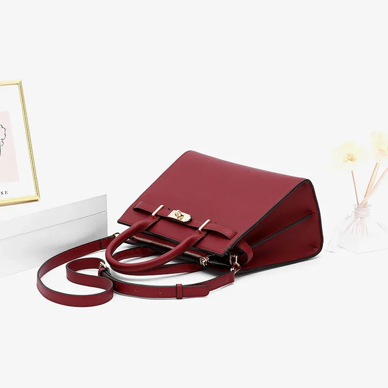 Leather Handbag with Detachable Shoulder Strap – Medium PU Bag
