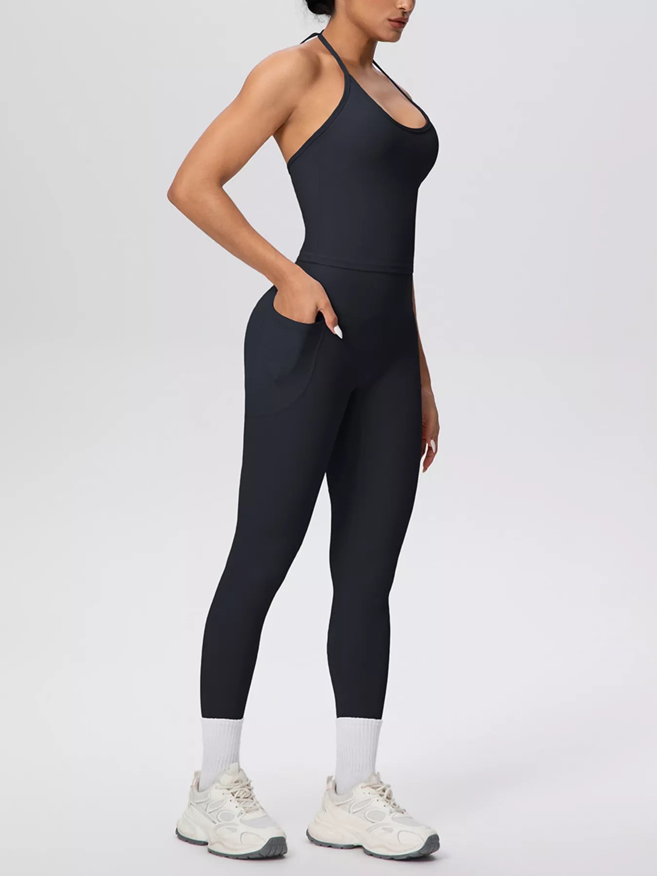 Halter Neck Cami & High-Waisted Leggings Set