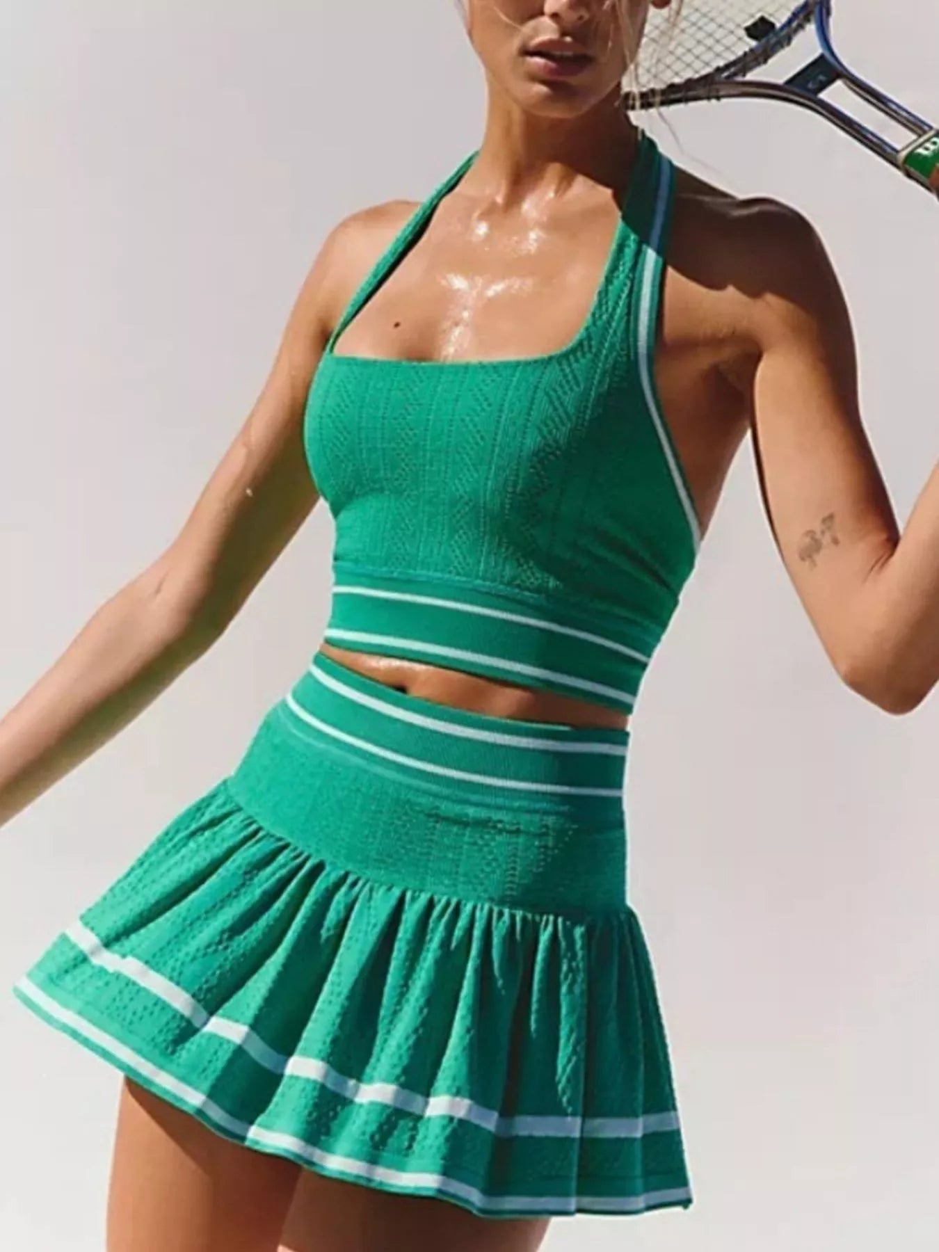 Halter Neck Tennis Skirt Set