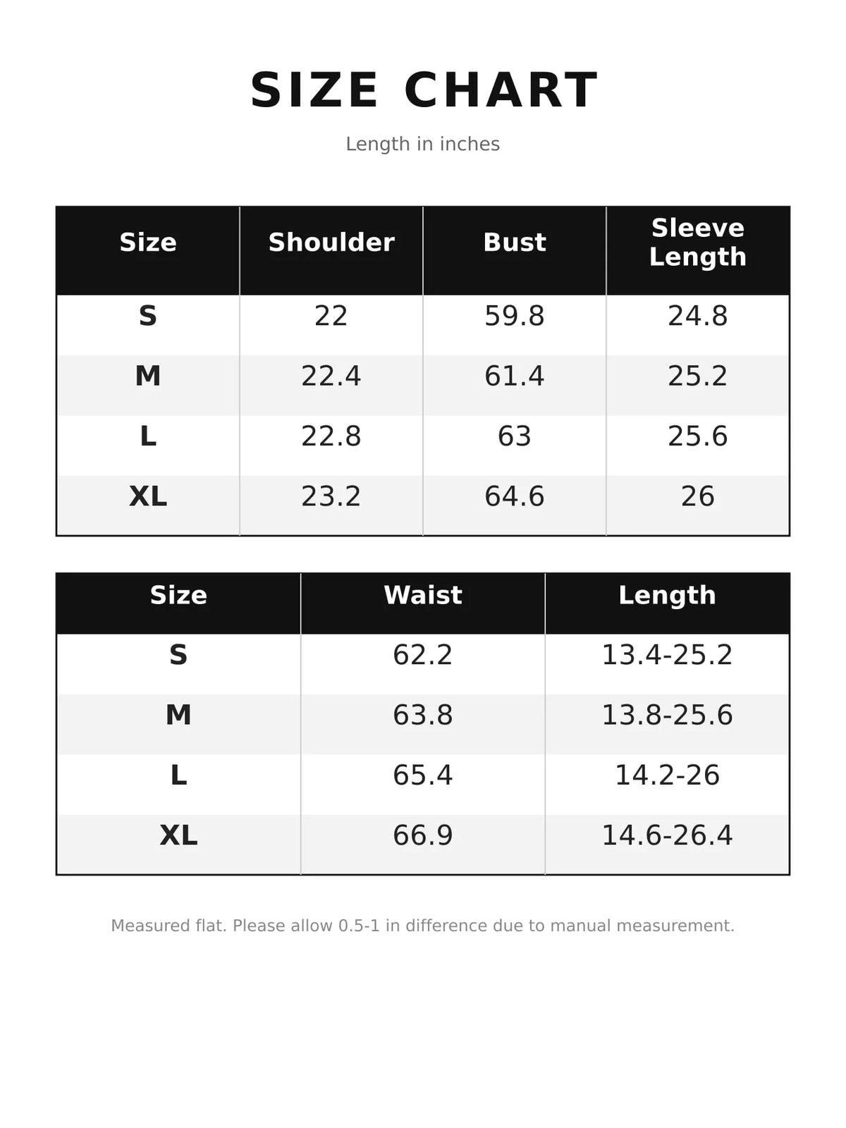 Ruffled turtleneck long sleeve blouse size chart