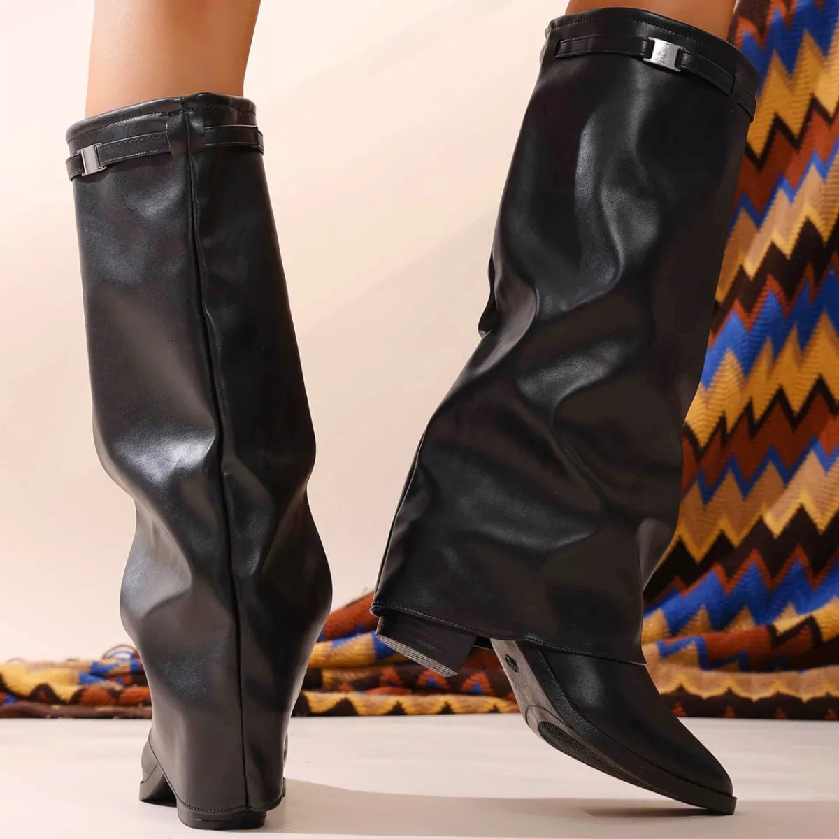 Point Toe Block Heel Boots