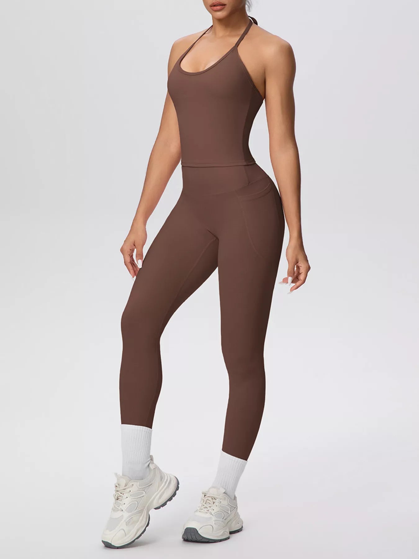 Halter Neck Cami & High-Waisted Leggings Set