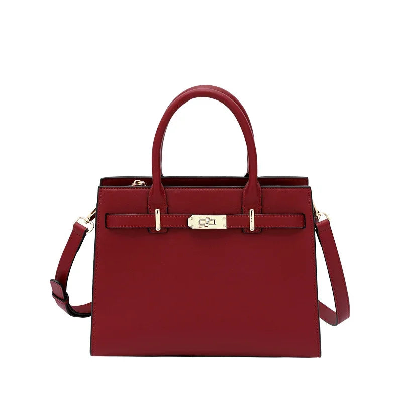 Leather Handbag with Detachable Shoulder Strap – Medium PU Bag