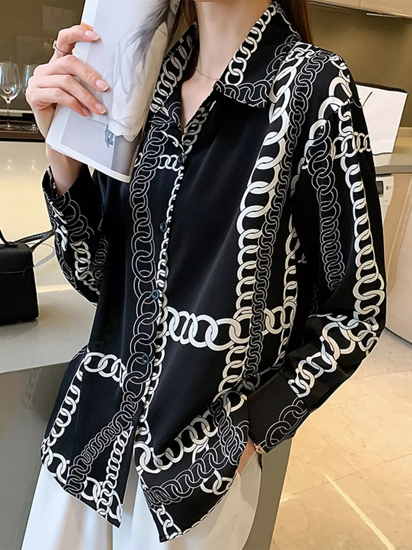 Vintage Print Long Sleeve Shirt