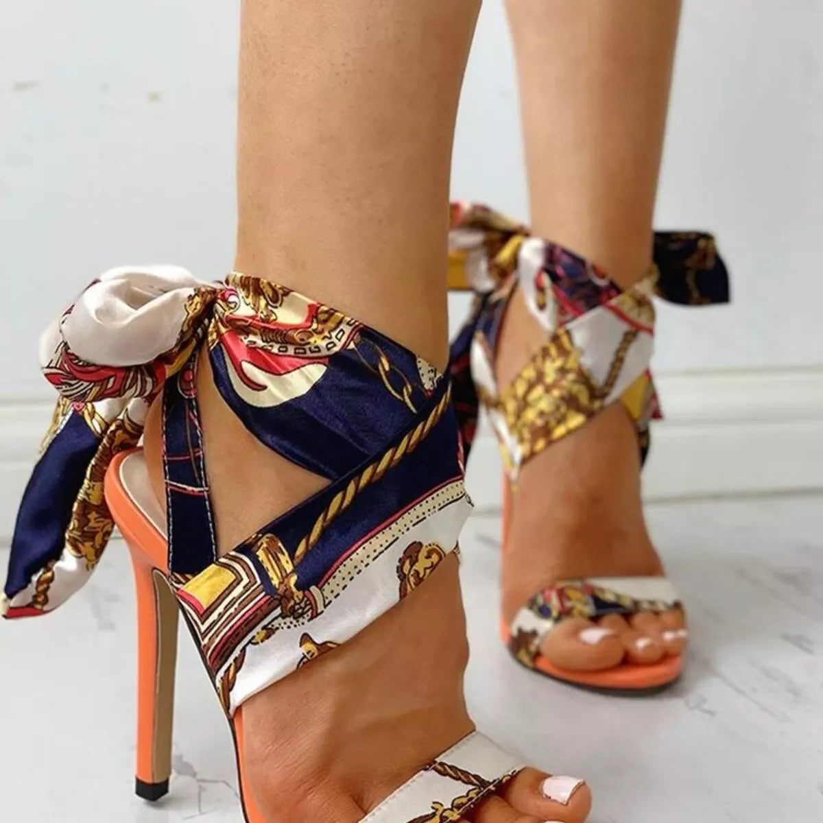 Women's fashion stiletto sandals PU leather design
