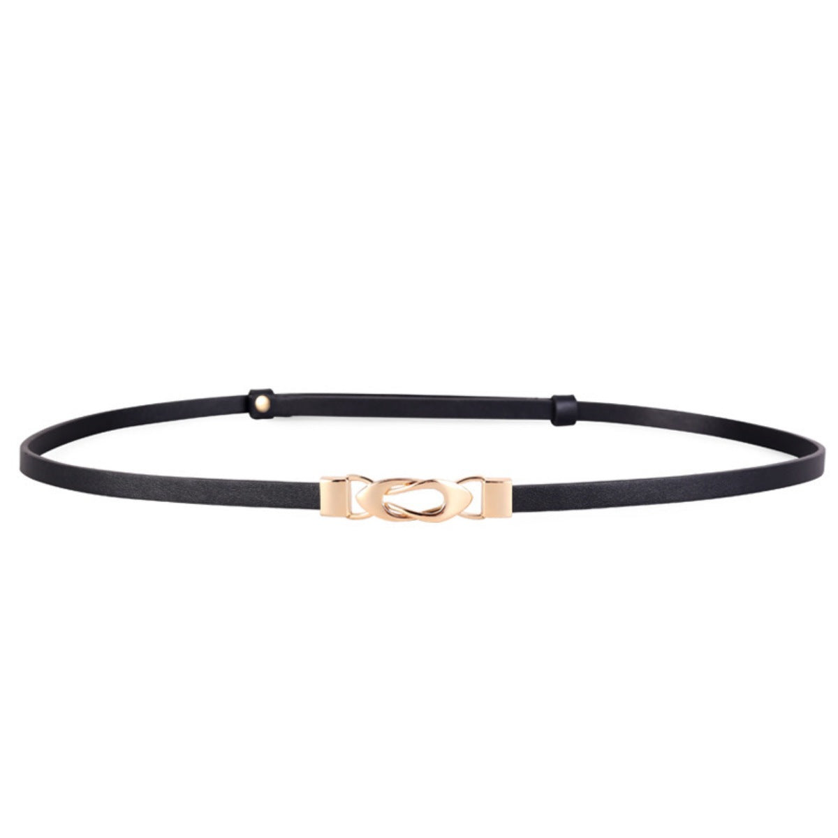 Skinny Leather Belt with Interlocking Buckle