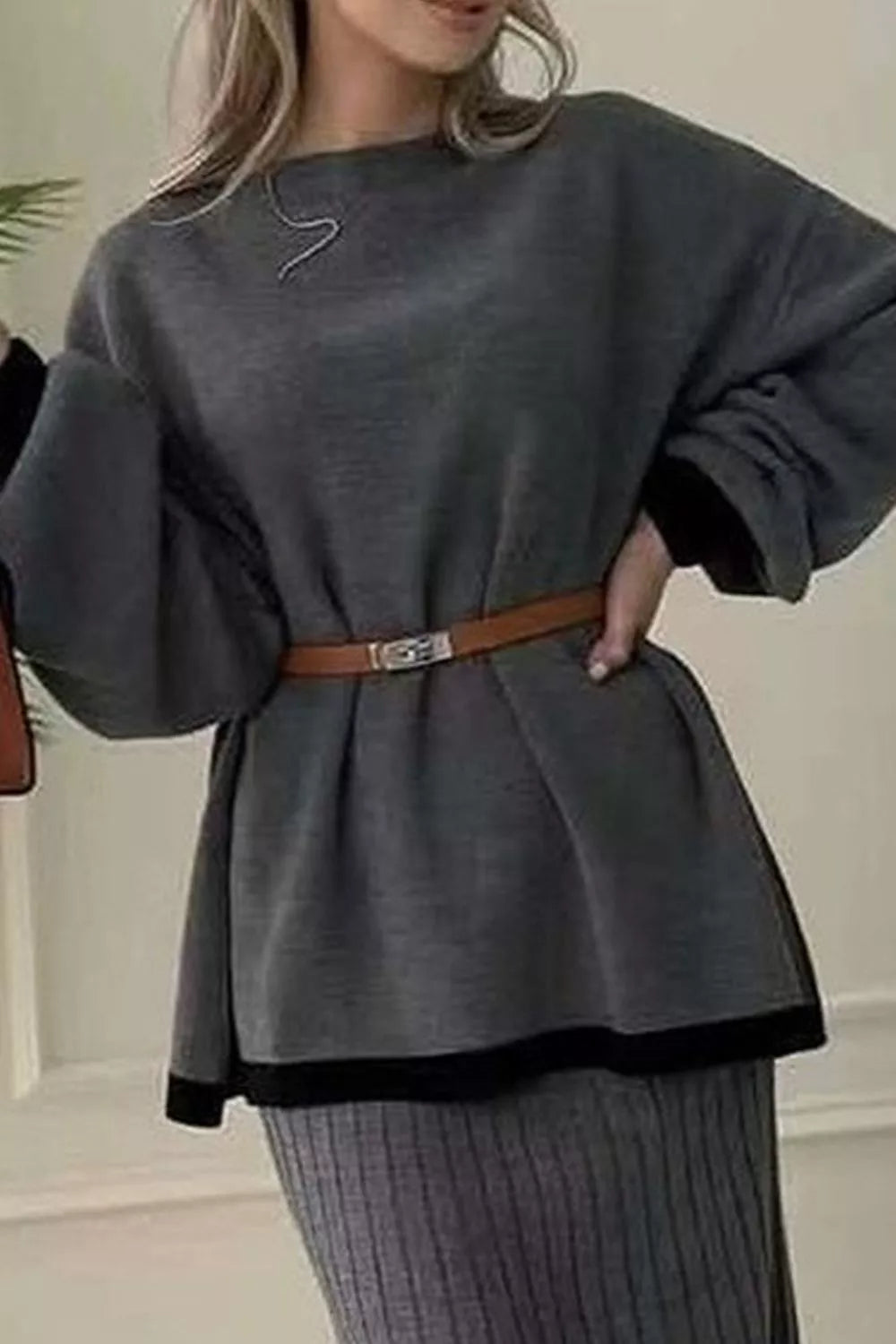 Ribbed Knit Sweater & Skirt Set
