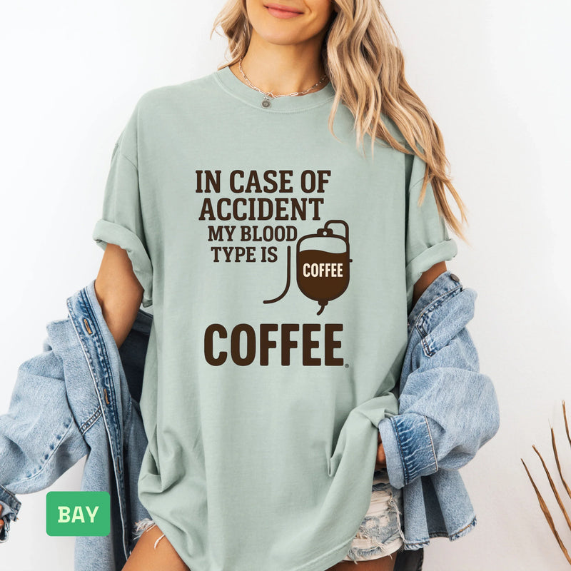 Funny Coffee Lover T-Shirt: "My Blood Type Is Coffee" Humor Tee - Evie's Dreamlands