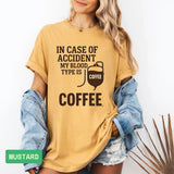 Funny Coffee Lover T-Shirt: "My Blood Type Is Coffee" Humor Tee - Evie's Dreamlands