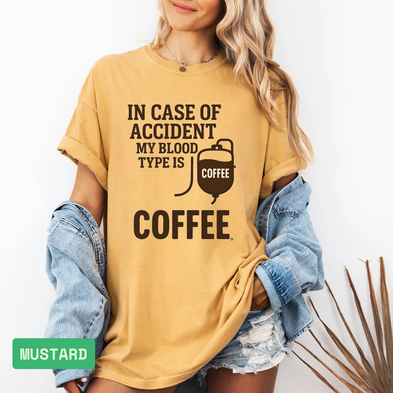 Funny Coffee Lover T-Shirt: "My Blood Type Is Coffee" Humor Tee - Evie's Dreamlands