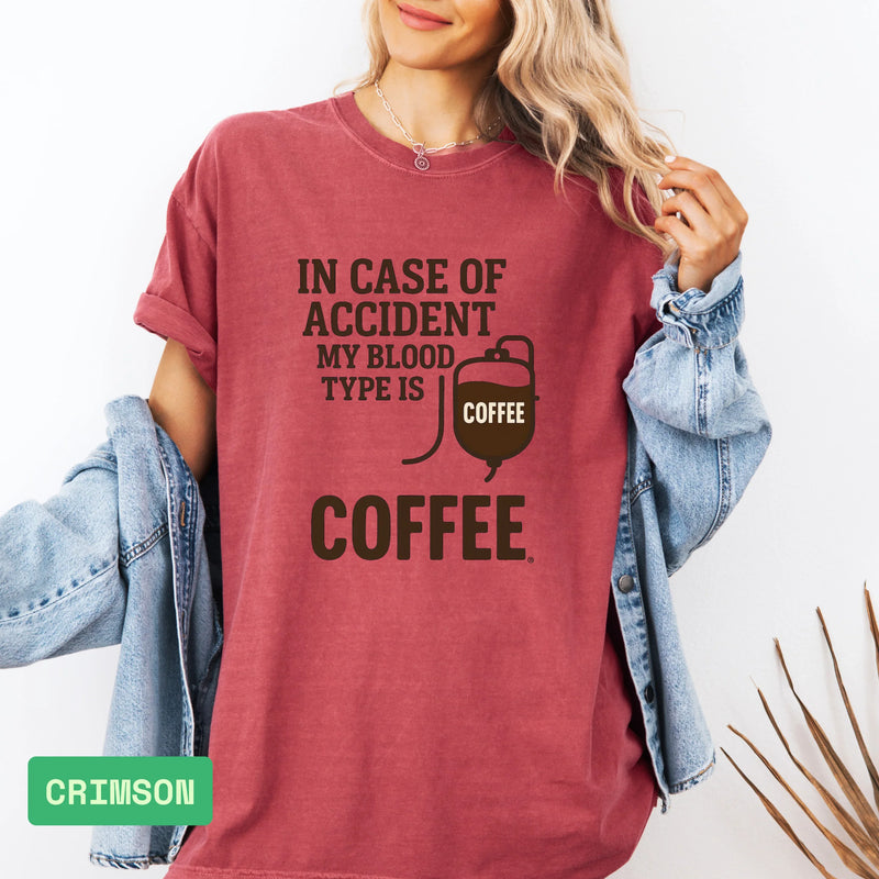 Funny Coffee Lover T-Shirt: "My Blood Type Is Coffee" Humor Tee - Evie's Dreamlands
