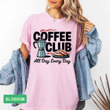 Coffee Club T-Shirt – Retro Coffee & Croissant Graphic Tee Gift for Coffee Lovers - Evie's Dreamlands