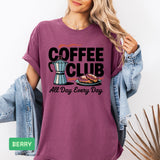 Coffee Club T-Shirt – Retro Coffee & Croissant Graphic Tee Gift for Coffee Lovers - Evie's Dreamlands