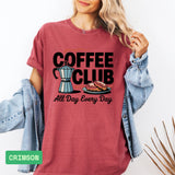 Coffee Club T-Shirt – Retro Coffee & Croissant Graphic Tee Gift for Coffee Lovers - Evie's Dreamlands