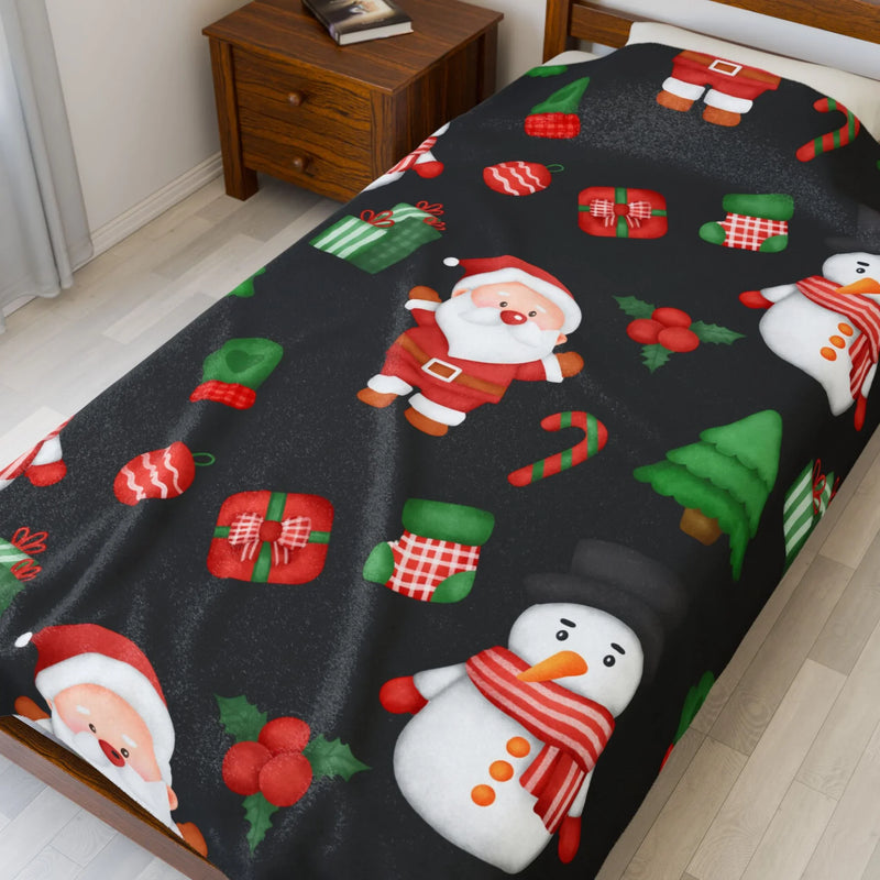 Cozy Santa & Snowman Christmas Throw Blanket | Holiday Home Decor - Evie's Dreamlands