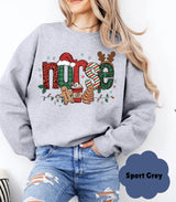 Nurse Christmas Sweatshirt | Merry & Bright Gift for Healthcare Worker - Evie's Dreamlands