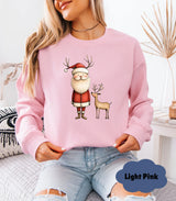 Cozy Santa & Reindeer Christmas Sweatshirt | Cute Coquette Holiday Sweater - Evie's Dreamlands