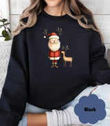 Cozy Santa & Reindeer Christmas Sweatshirt | Cute Coquette Holiday Sweater - Evie's Dreamlands