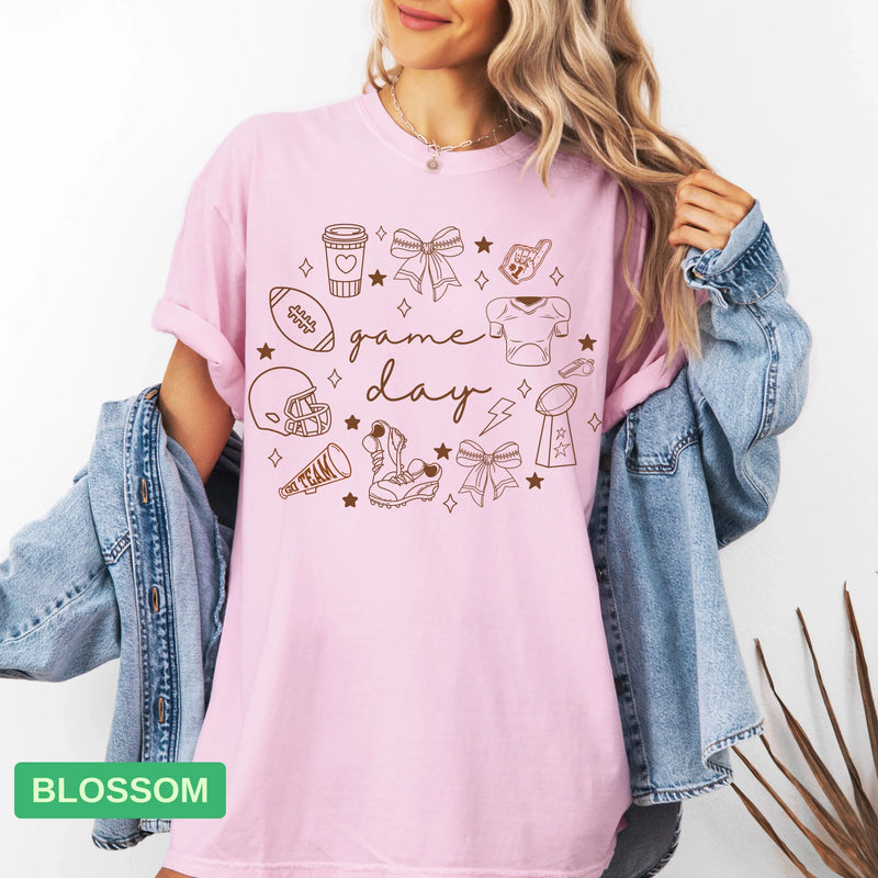 Game Day Doodle T-Shirt | Comfort Colors® Football Shirt for Fans - Evie's Dreamlands