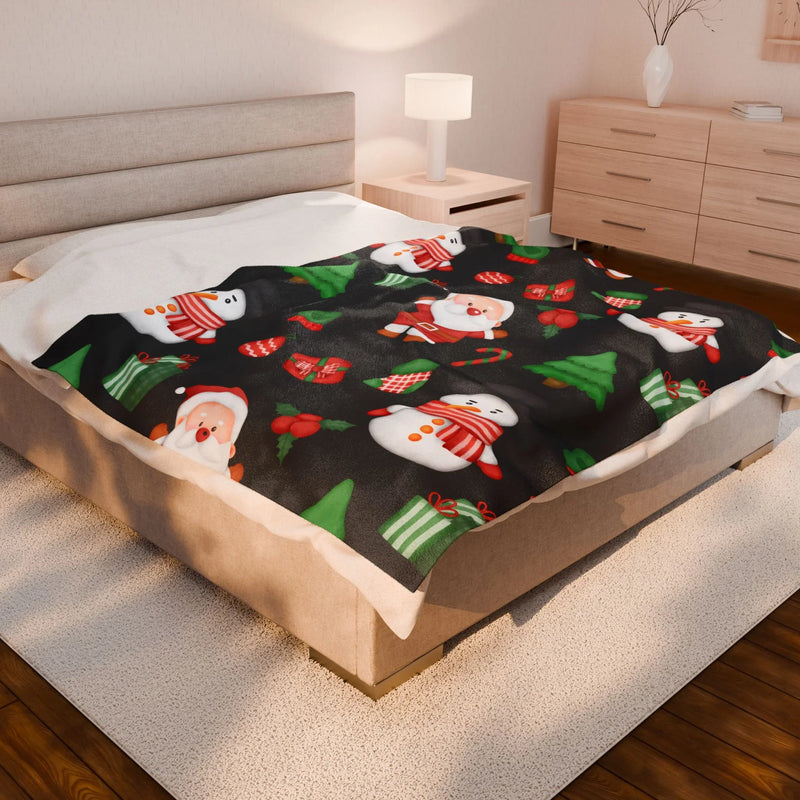 Cozy Santa & Snowman Christmas Throw Blanket | Holiday Home Decor - Evie's Dreamlands