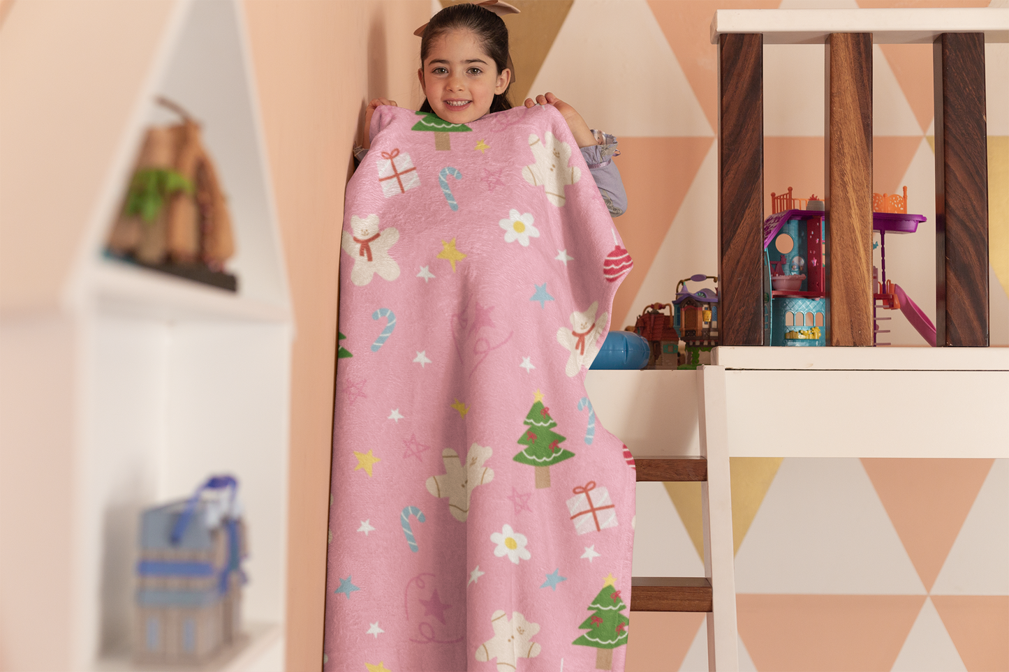 Ultra-soft Velveteen Blanket held by person, ideal for cozy holiday decor.

