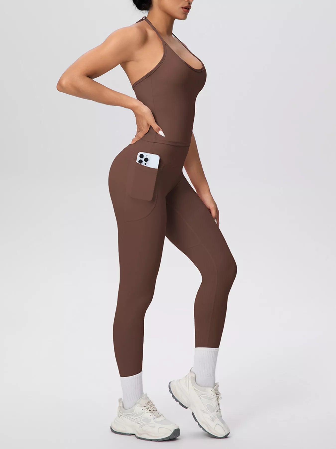 Halter Neck Cami & High-Waisted Leggings Set