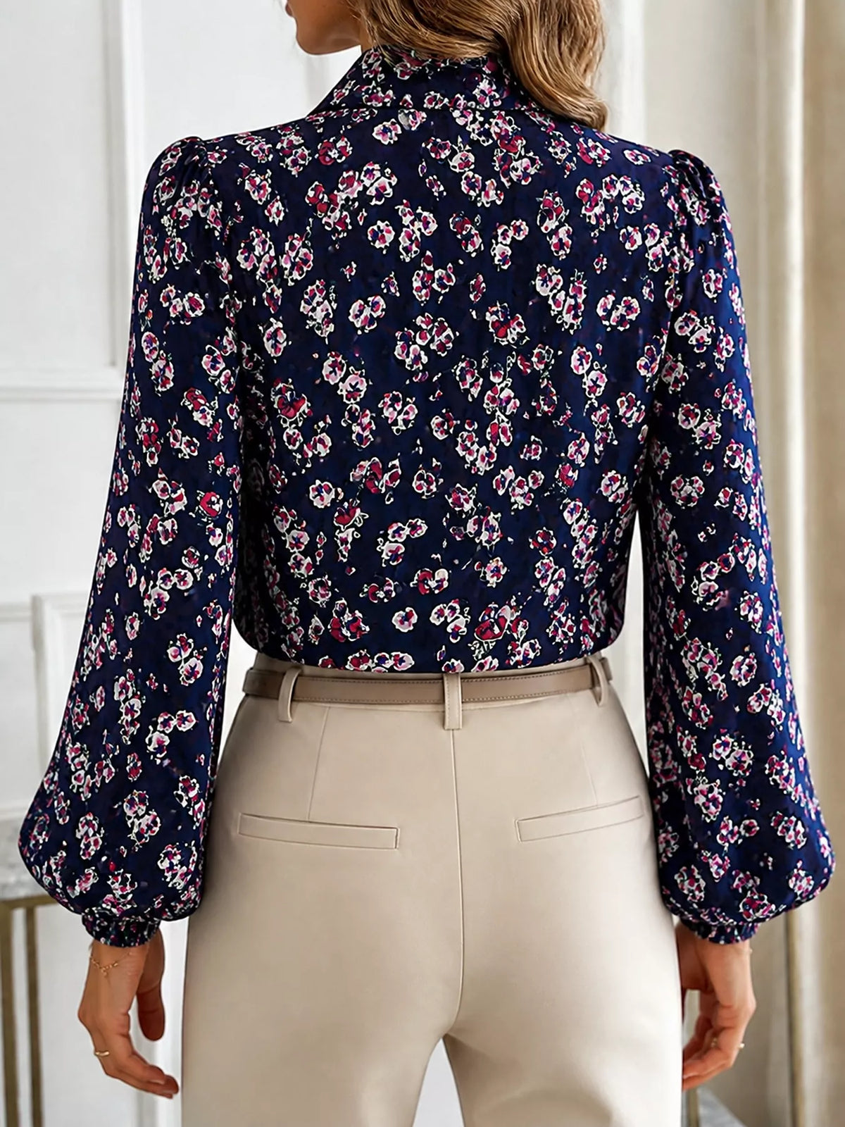 Mauve bow blouse - back view