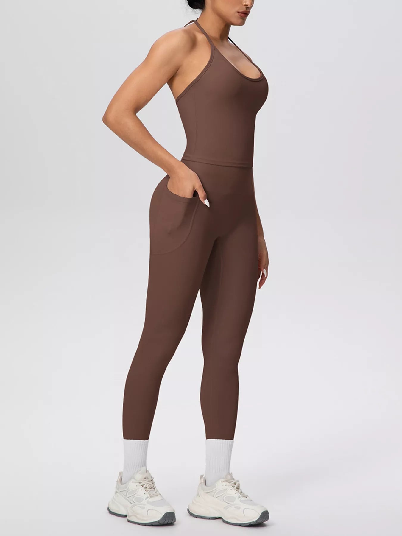 Halter Neck Cami & High-Waisted Leggings Set