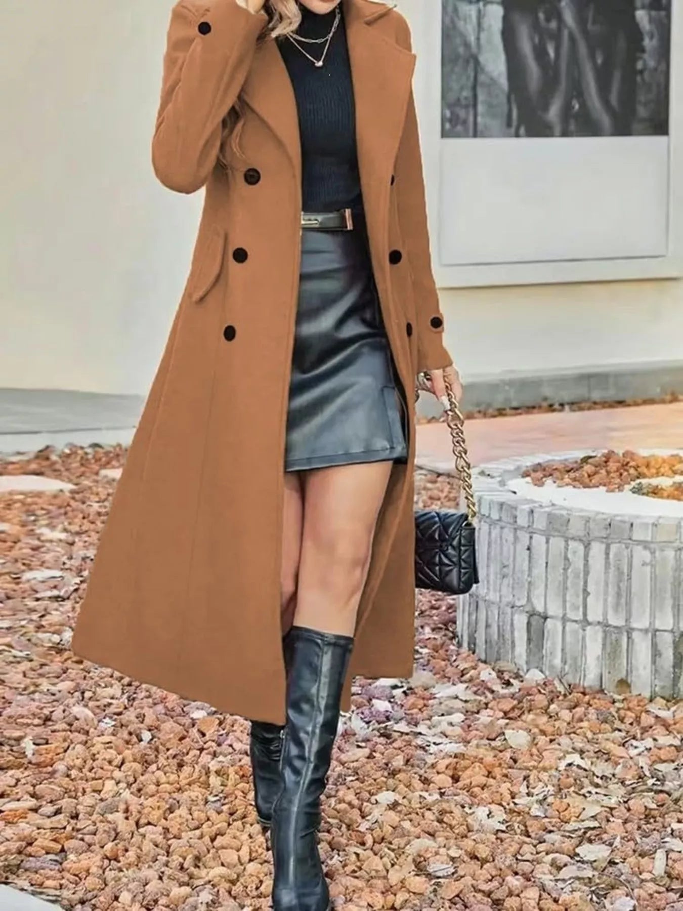 Double-Breasted Longline Trench Coat