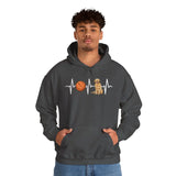Basketball Heartbeat Hoodie | Gift for Dog Moms & Dads | Cozy Pet Lover Sweatshirt