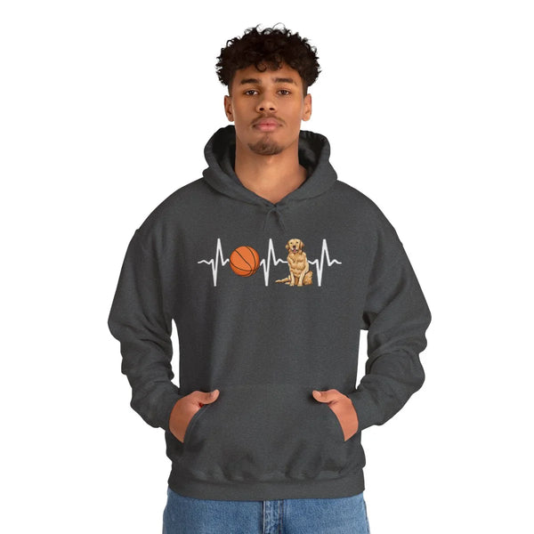 Basketball Heartbeat Hoodie | Gift for Dog Moms & Dads | Cozy Pet Lover Sweatshirt