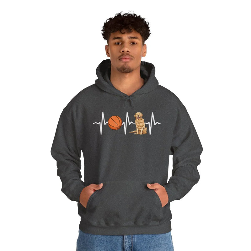 Basketball Heartbeat Hoodie | Gift for Dog Moms & Dads | Cozy Pet Lover Sweatshirt