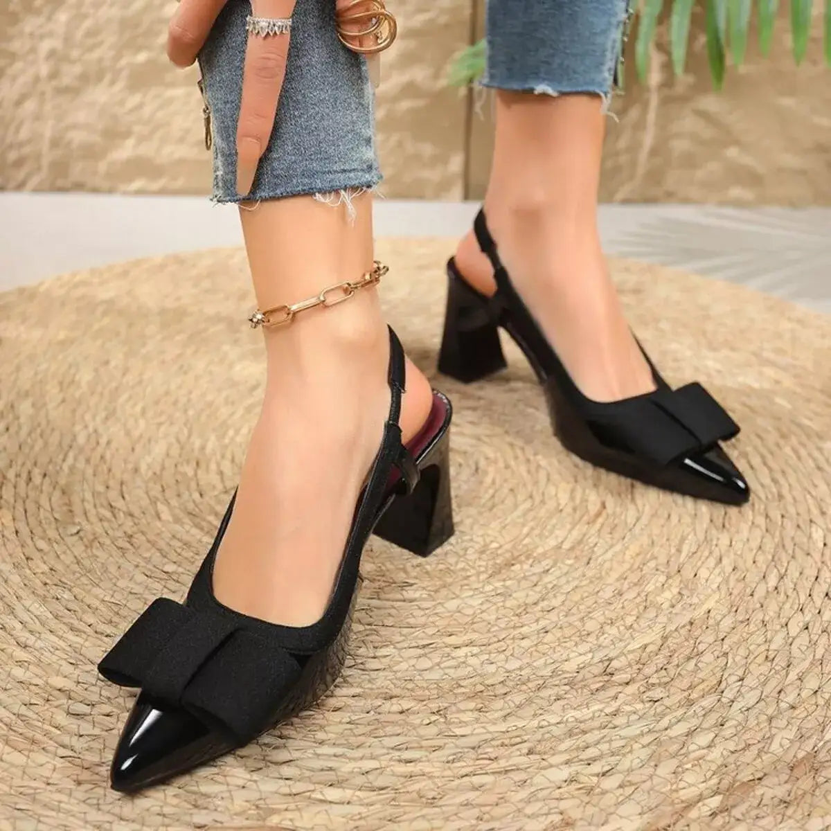 1. Block heel slingback sandals styled for women's fashion