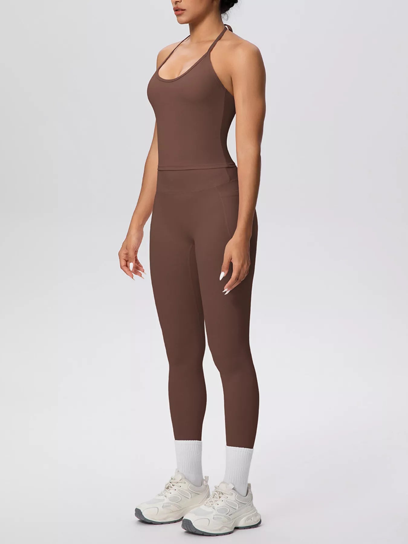 Halter Neck Cami & High-Waisted Leggings Set