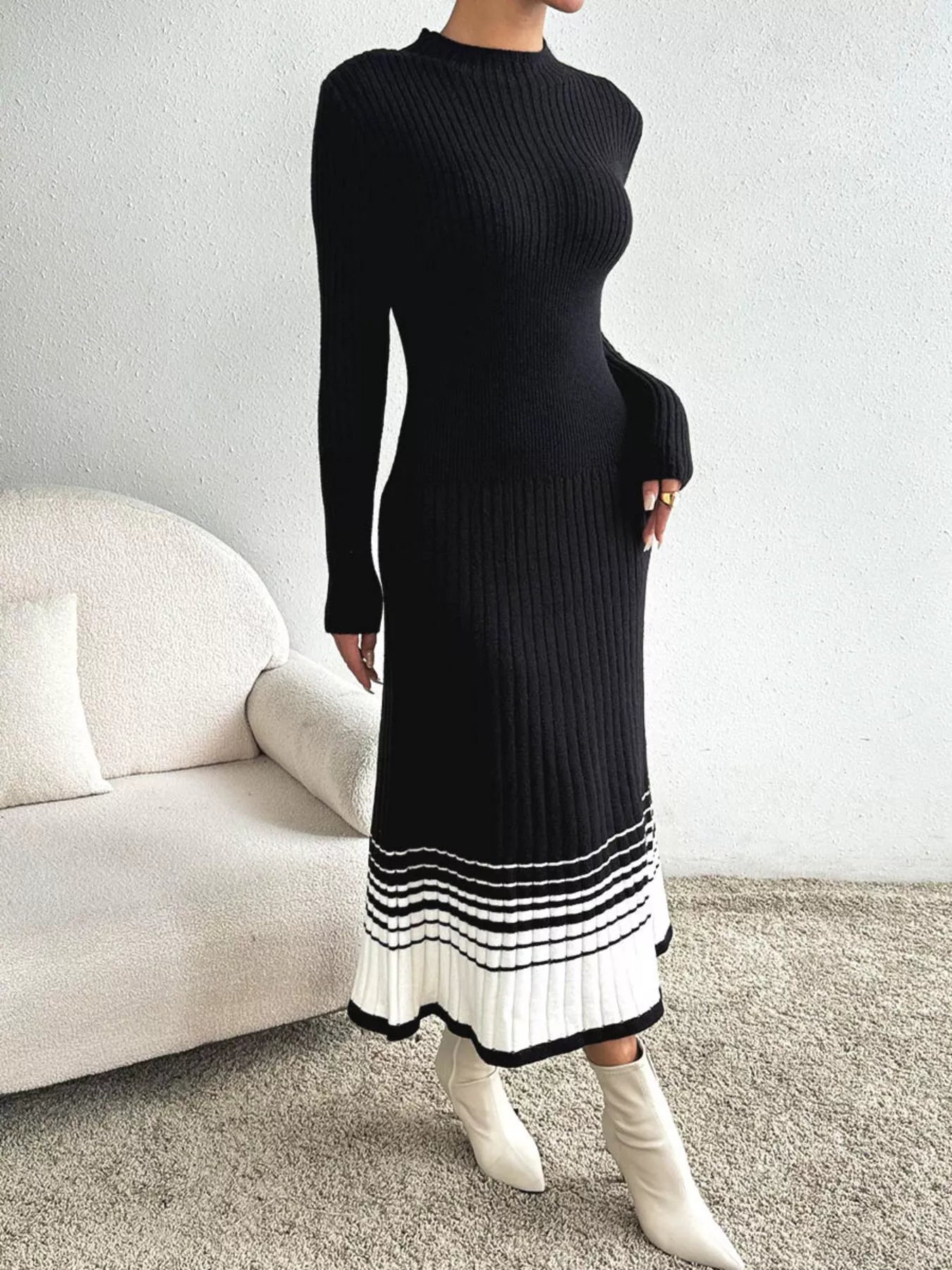 Ribbed Knit Sweater Dress