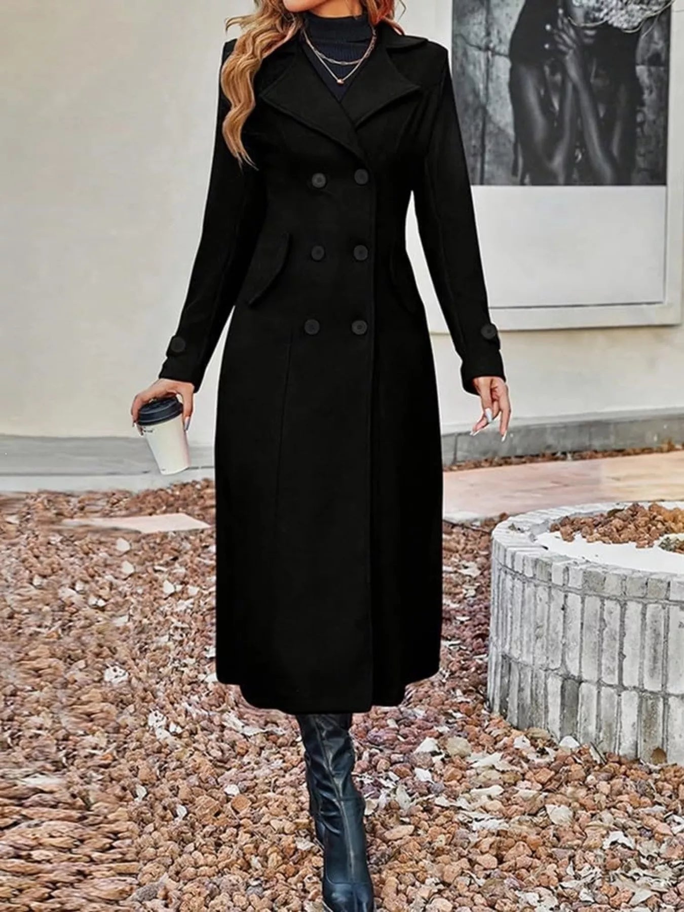 Double-Breasted Longline Trench Coat