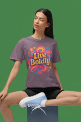 Live Boldly Unisex T-Shirt | Vibrant Garment-Dyed Cotton Graphic Tee - Evie's Dreamlands