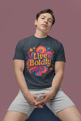 Live Boldly Unisex T-Shirt | Vibrant Garment-Dyed Cotton Graphic Tee - Evie's Dreamlands