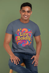 Live Boldly Unisex T-Shirt | Vibrant Garment-Dyed Cotton Graphic Tee - Evie's Dreamlands
