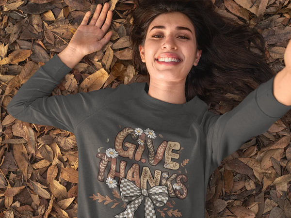 "Give Thanks" Fall Crewneck Sweatshirt | Aesthetic Thanksgiving Sweater - Evie's Dreamlands