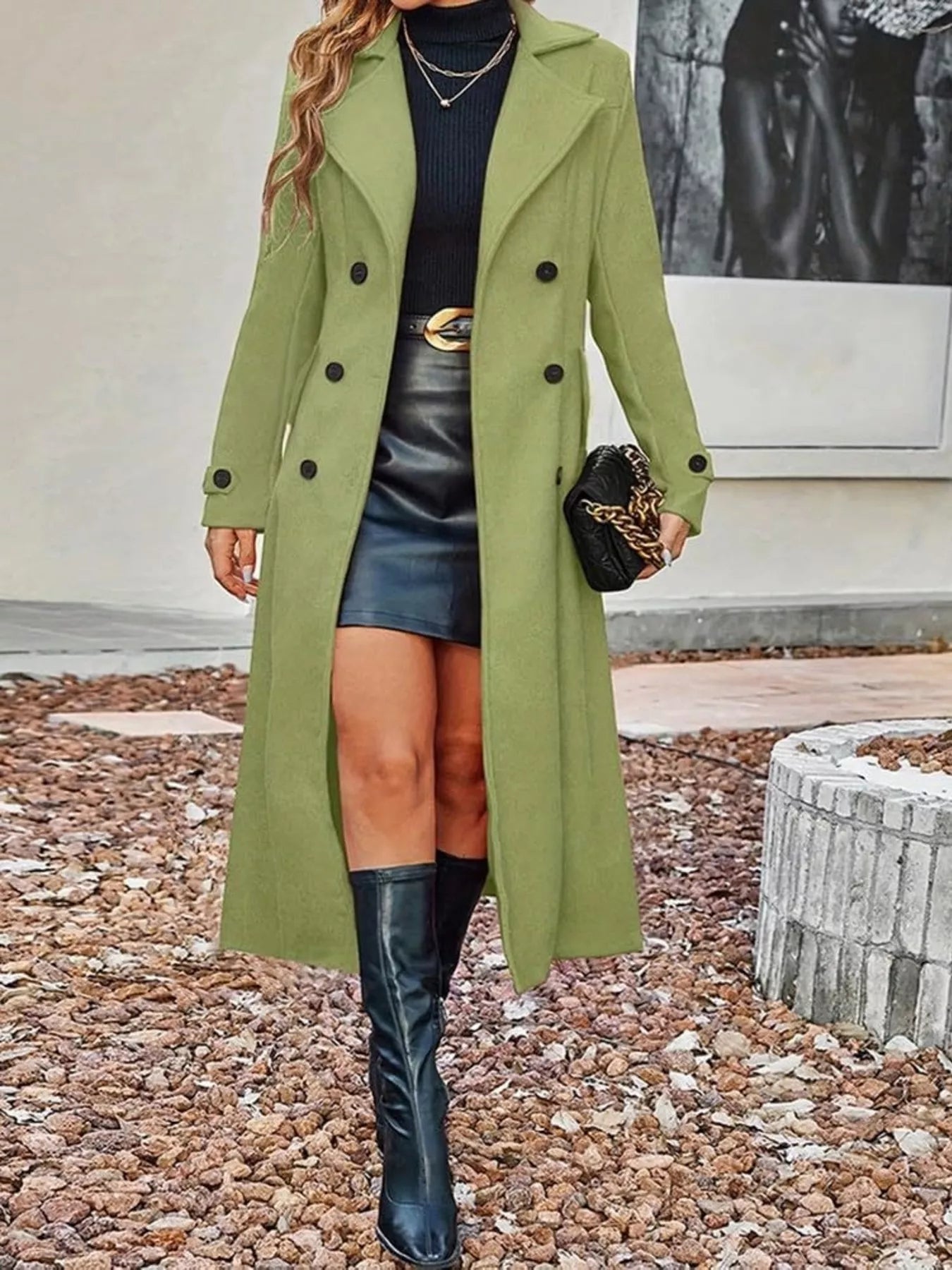 Double-Breasted Longline Trench Coat