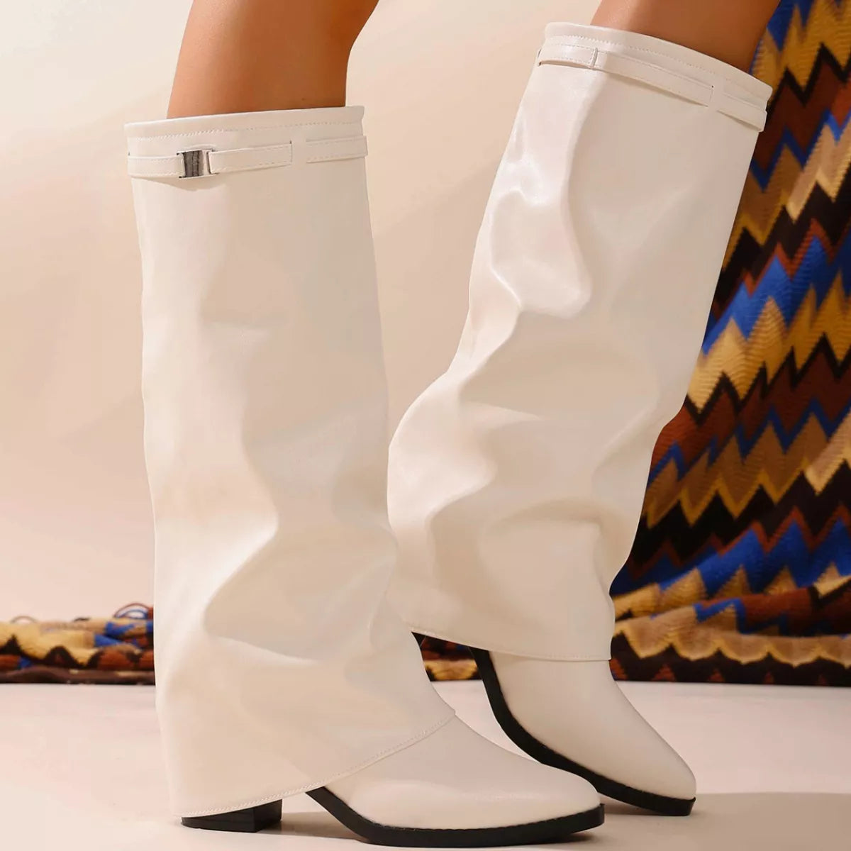 Point Toe Block Heel Boots