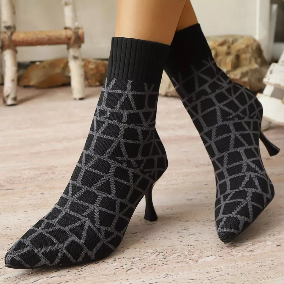 Point Toe Flared Heel Boots