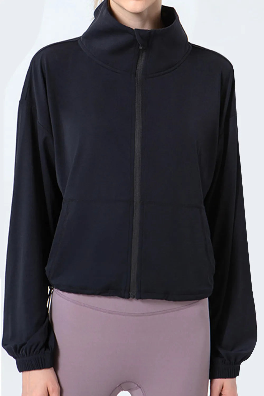 Drawstring Zip Up Active Jacket