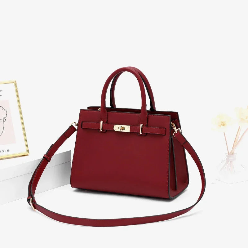 Leather Handbag with Detachable Shoulder Strap – Medium PU Bag
