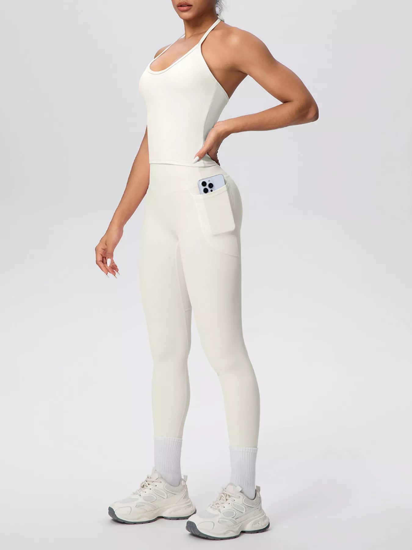 Halter Neck Cami & High-Waisted Leggings Set